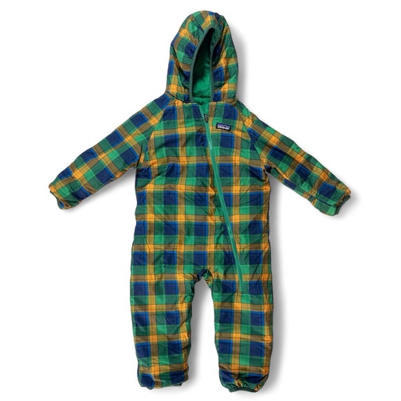 Patagonia Other - Patagonia Plaid Hooded Baby Snowsuit